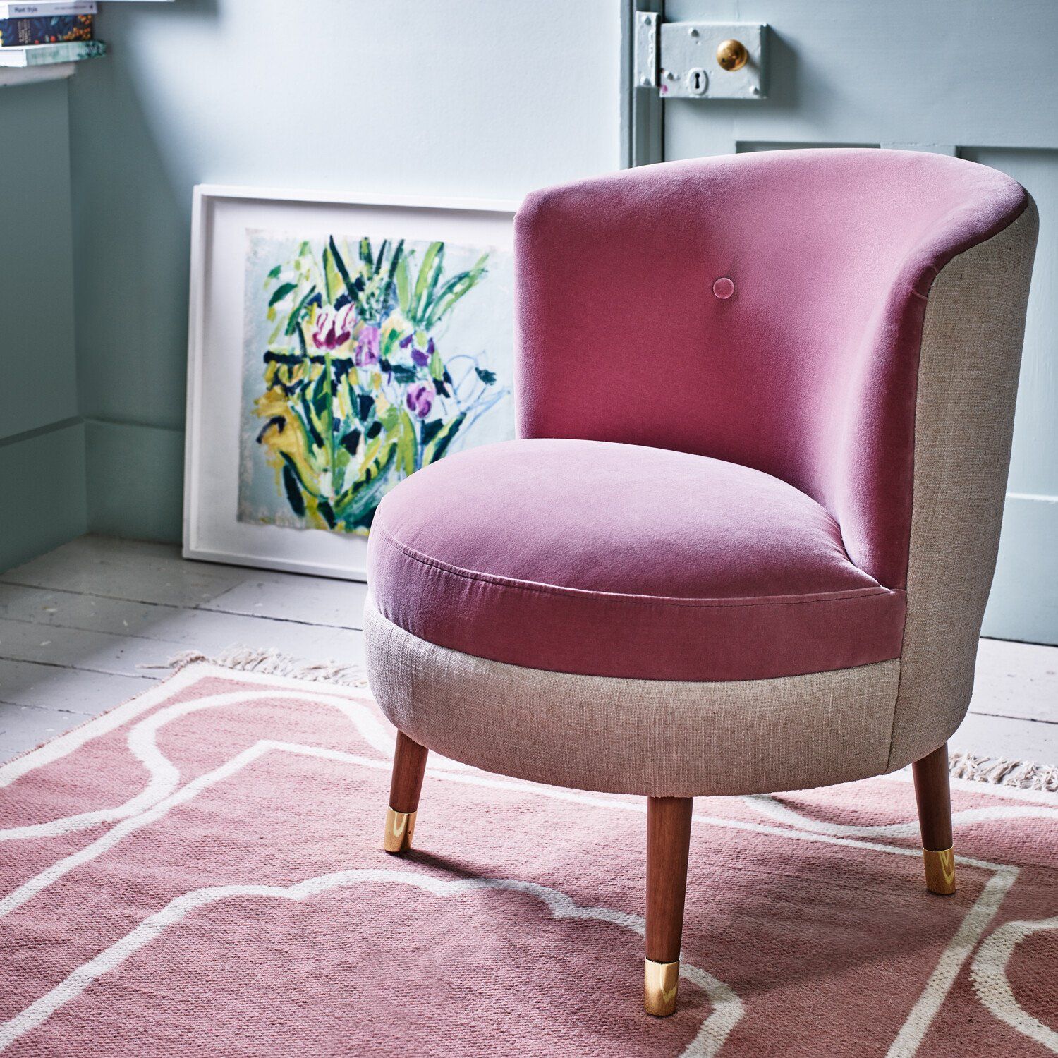 Ola Dusty Pink Velvet Accent Chair | Oliver Bonas