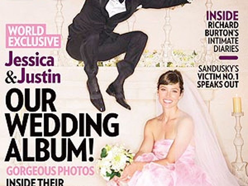 pink wedding dress jessica biel Jessica Biel pink wedding dress wedding bouquet wedding ring - StyleFrizz