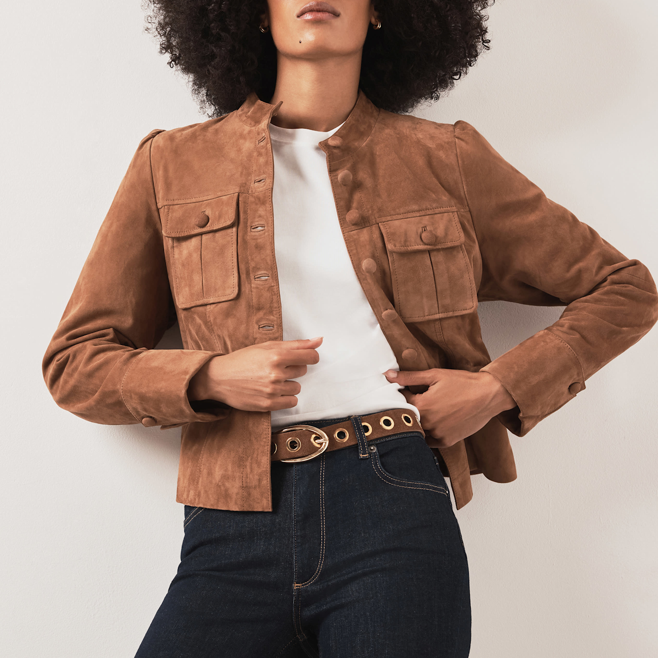 Tan Suede Peplum Jacket
