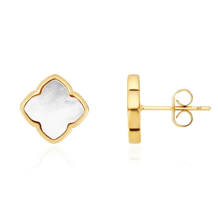 Pearl Clover Stud Earrings (gold)