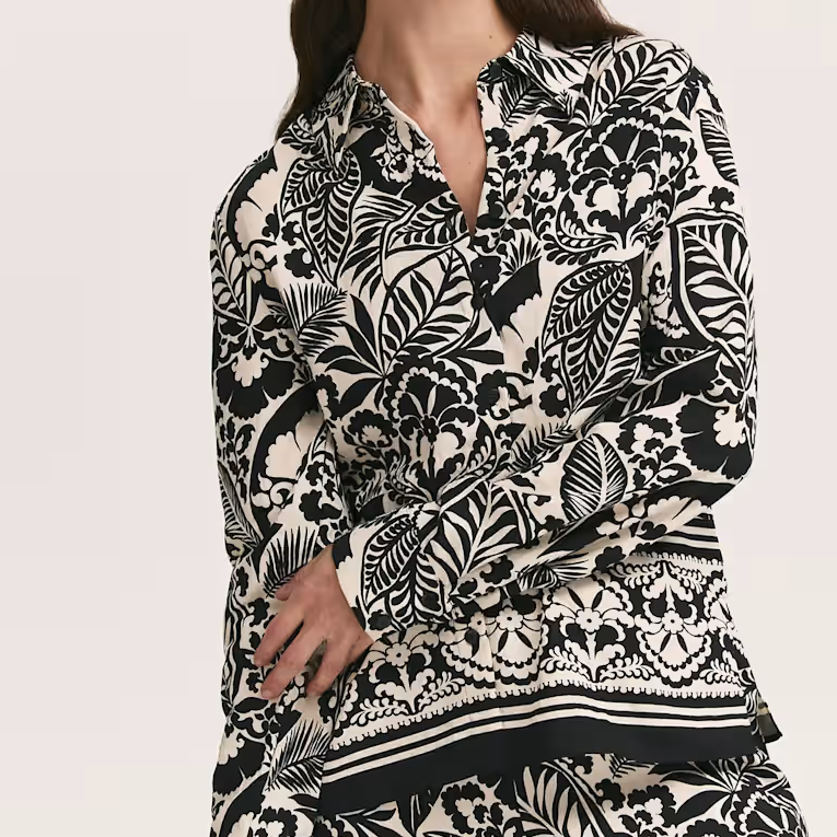 black and white floral shirt