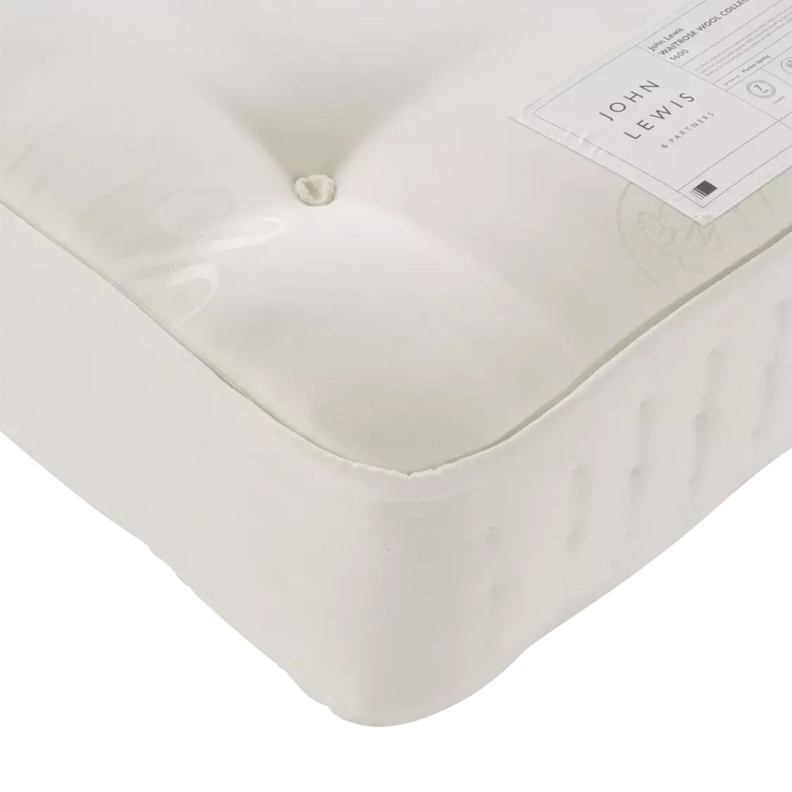 John Lewis Waitrose Wool 1600 Pocket Spring Mattress, Medium Firm Tension, Single