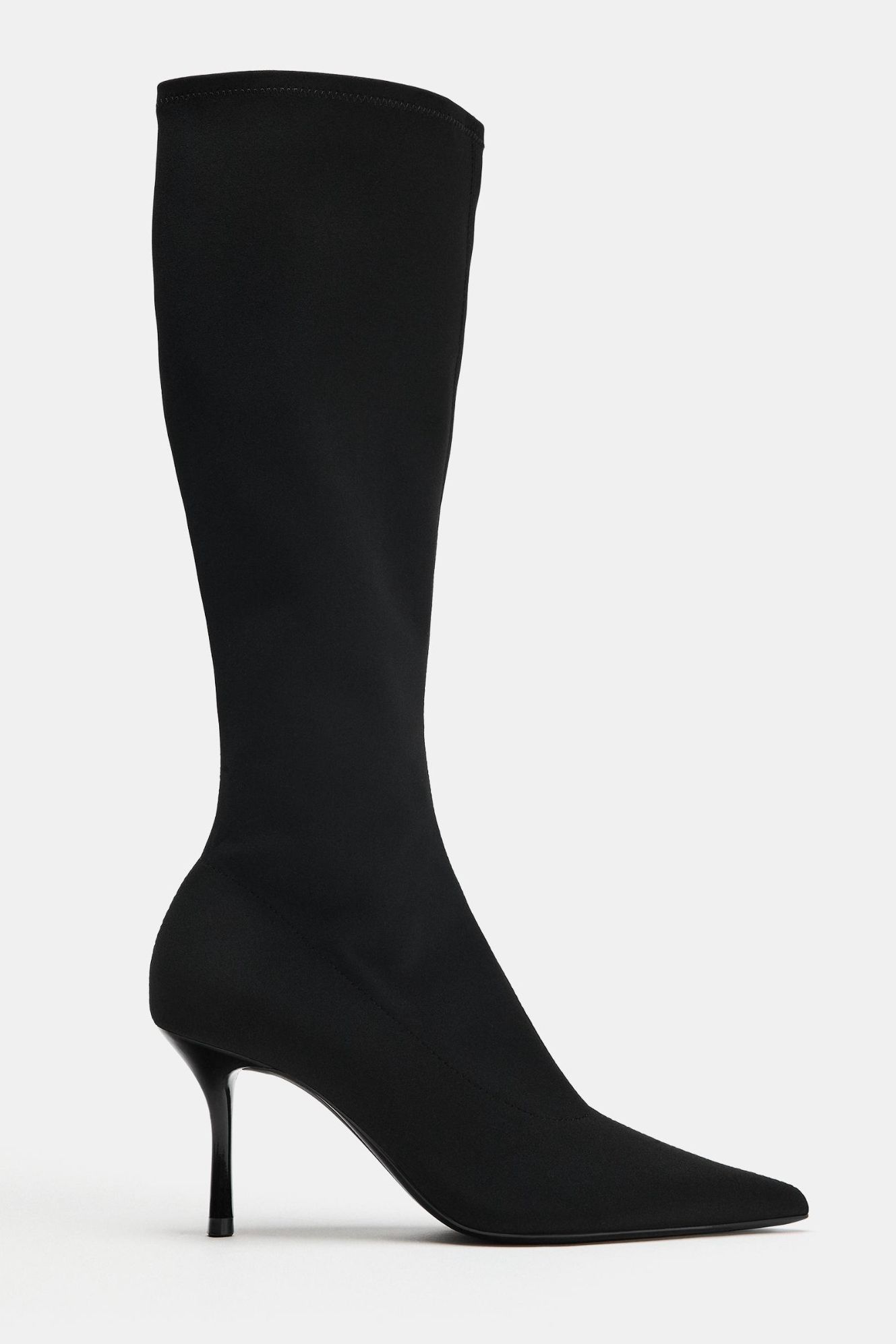 Stretch Heeled Boots - Black - 5