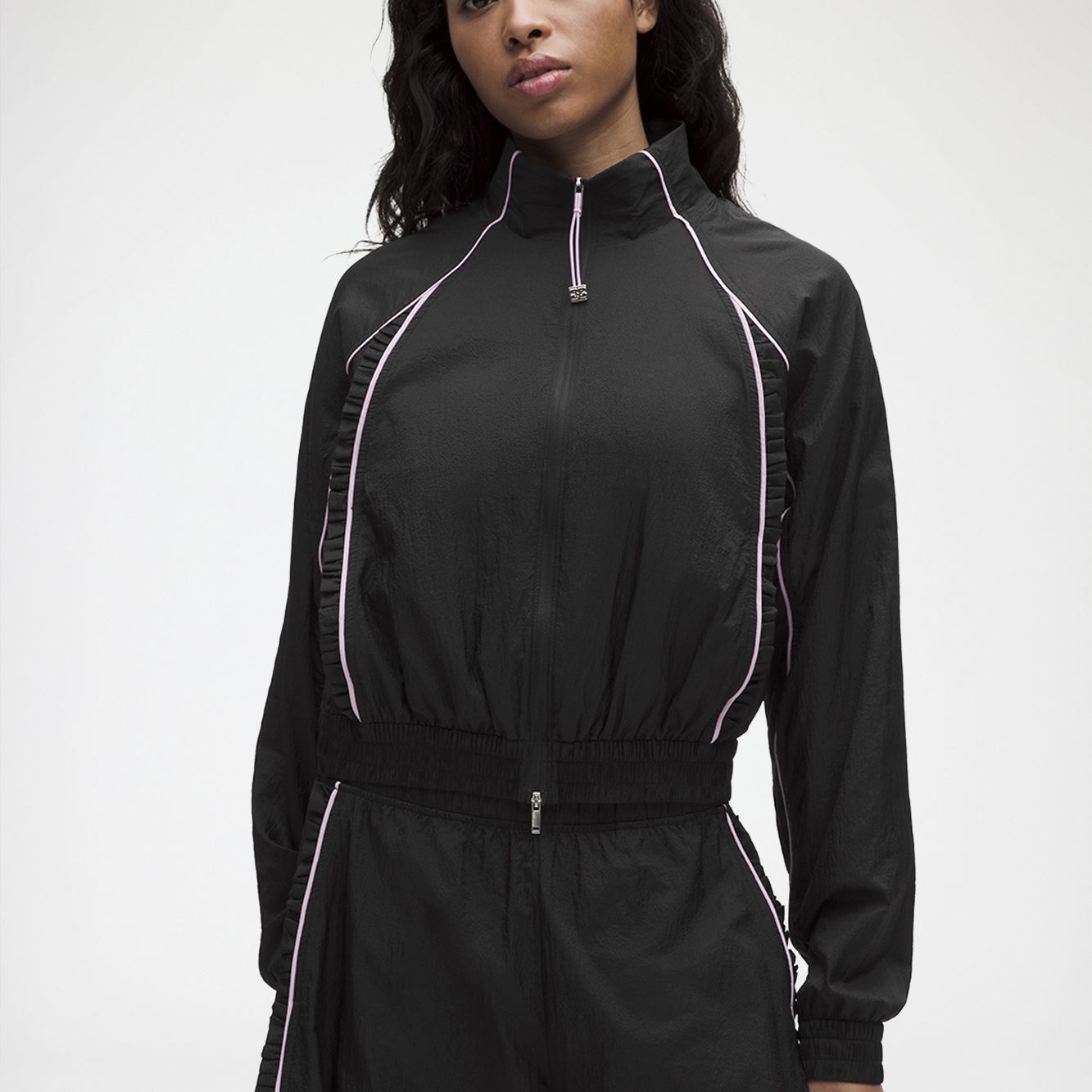 Ruffle-Trim Textured Jacket