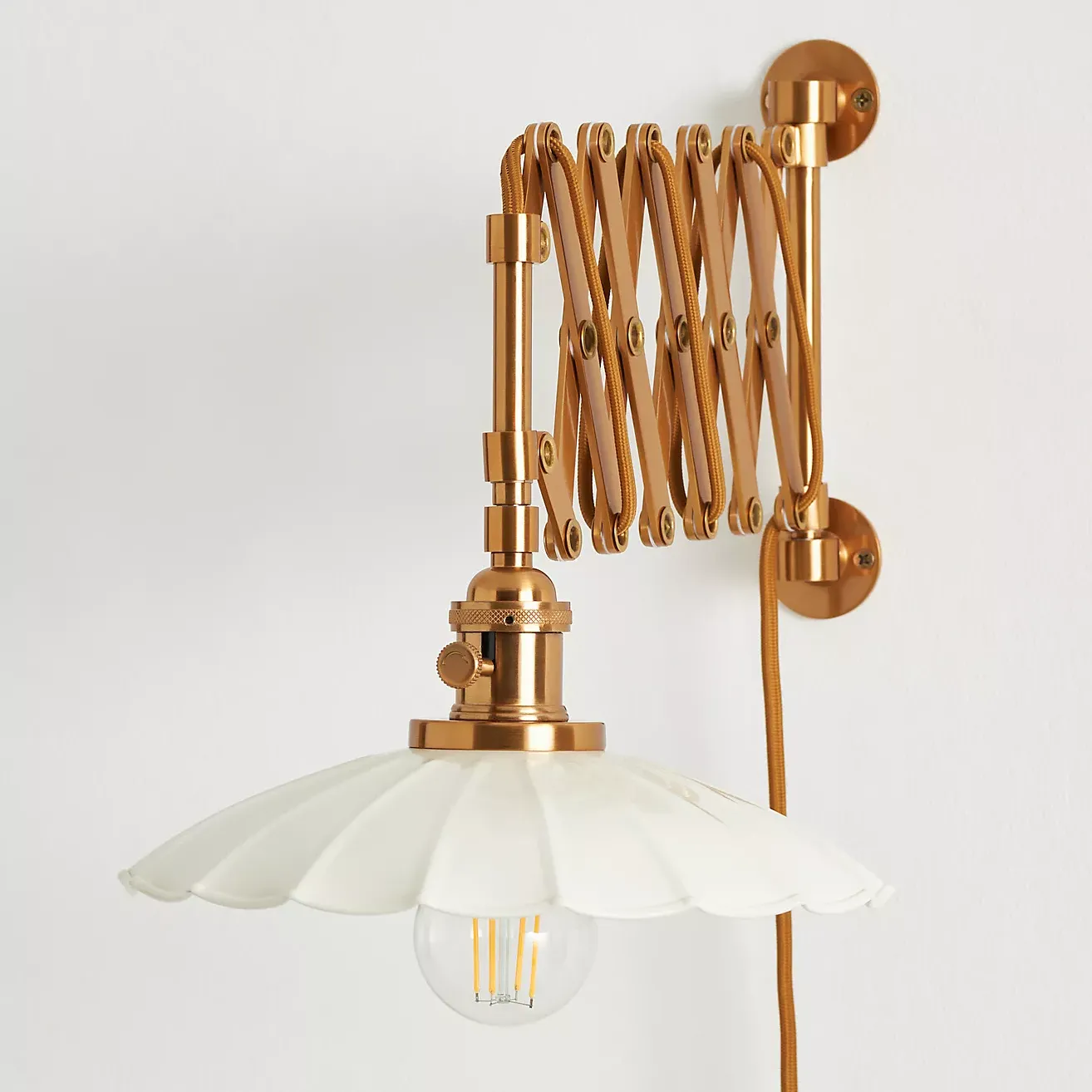 Greta Scalloped Accordian Plug-In Sconce Wall Light