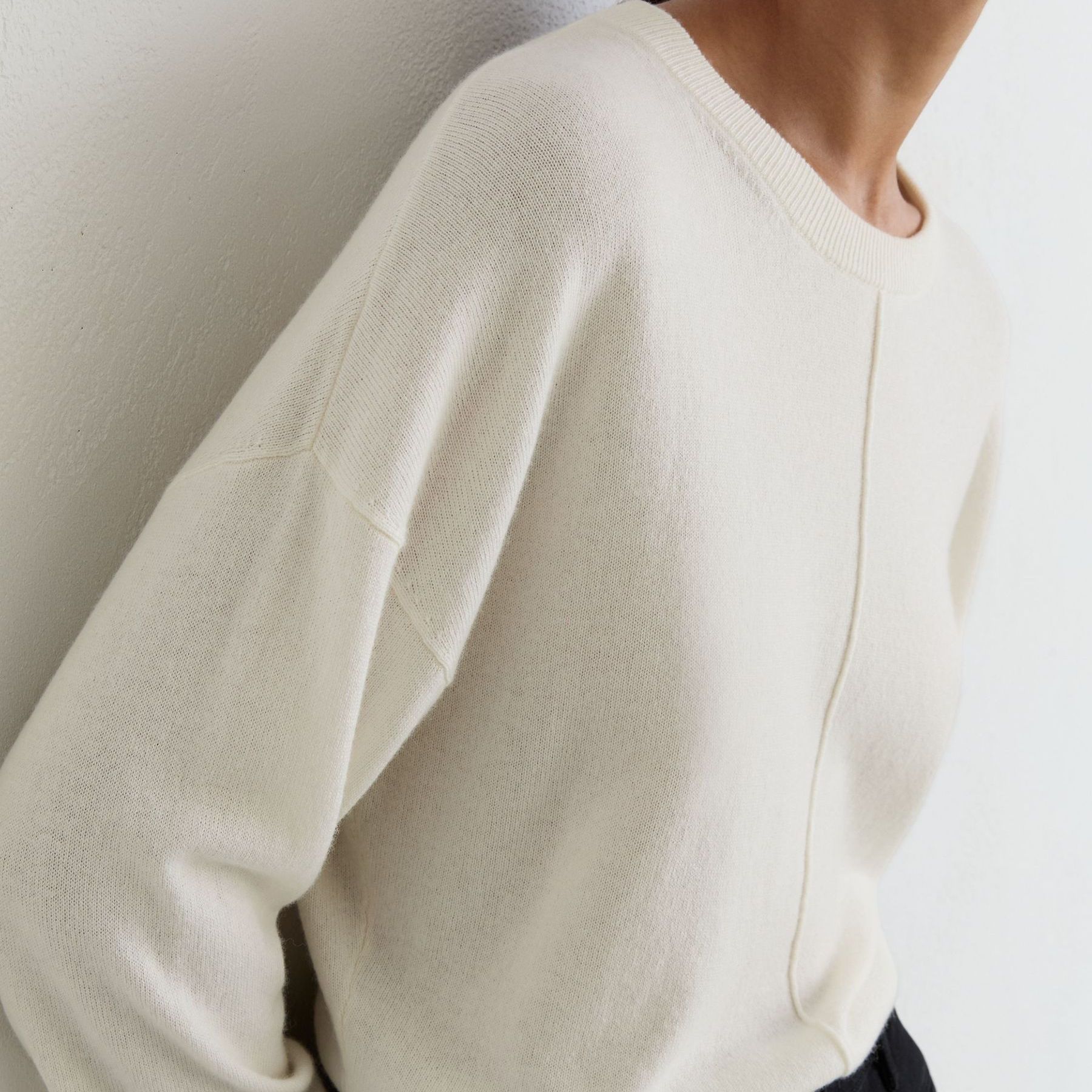Wool-Blend Reverse-Seam Jumper With Cashmere in Ivory - Size Xs