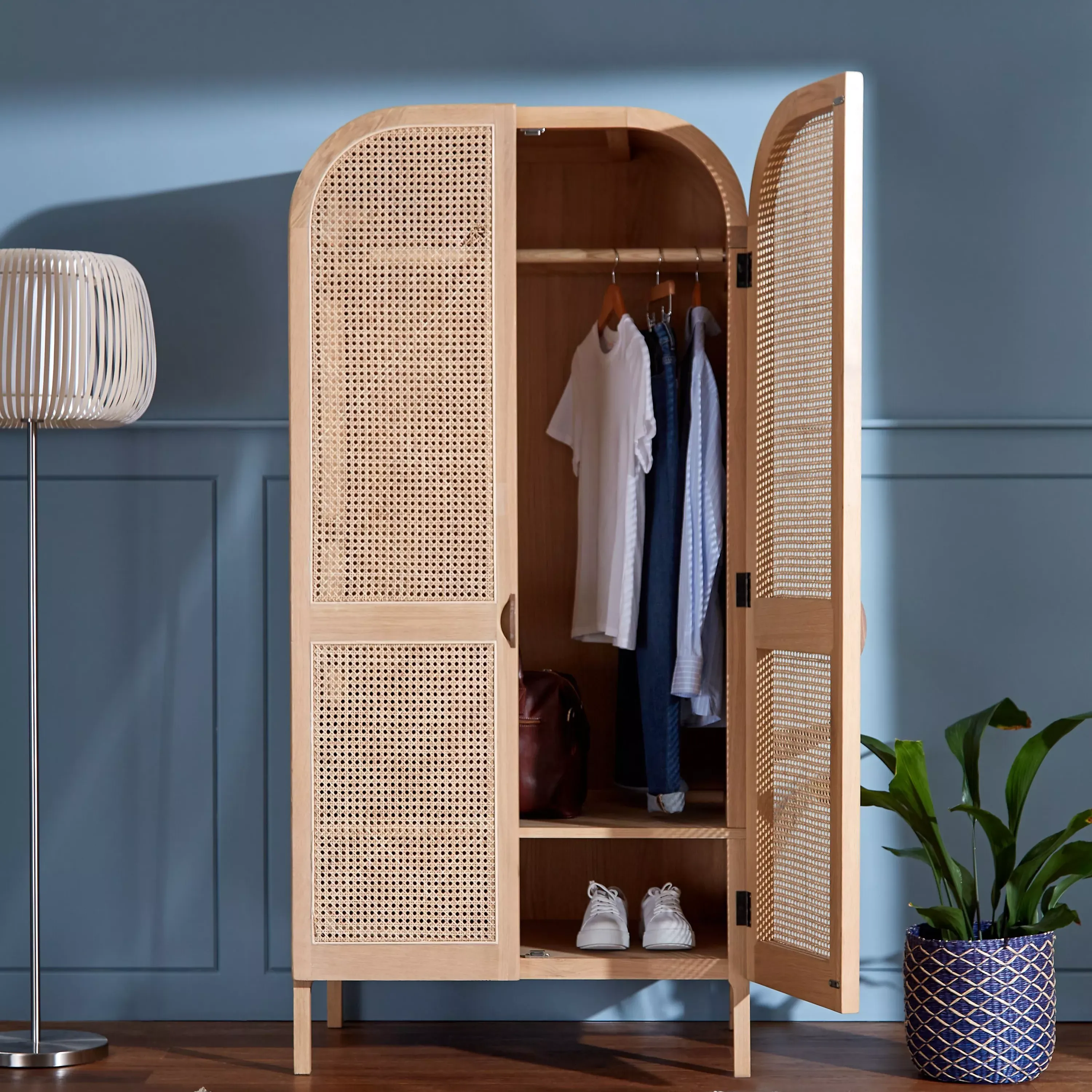 John Lewis Rattan Double Wardrobe, Oak