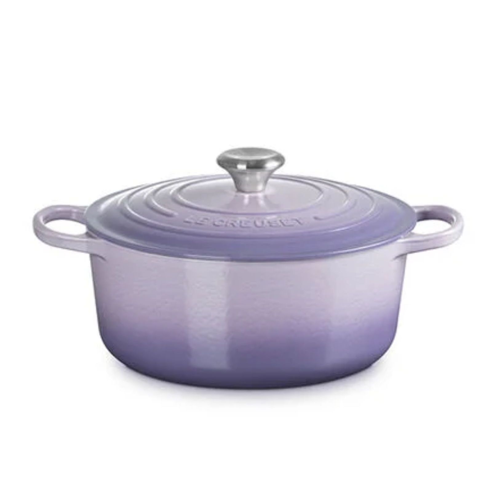A dutch oven with a dark to light purple gradient colorway