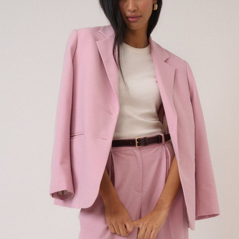 Pink Single Breasted Twill Blazer