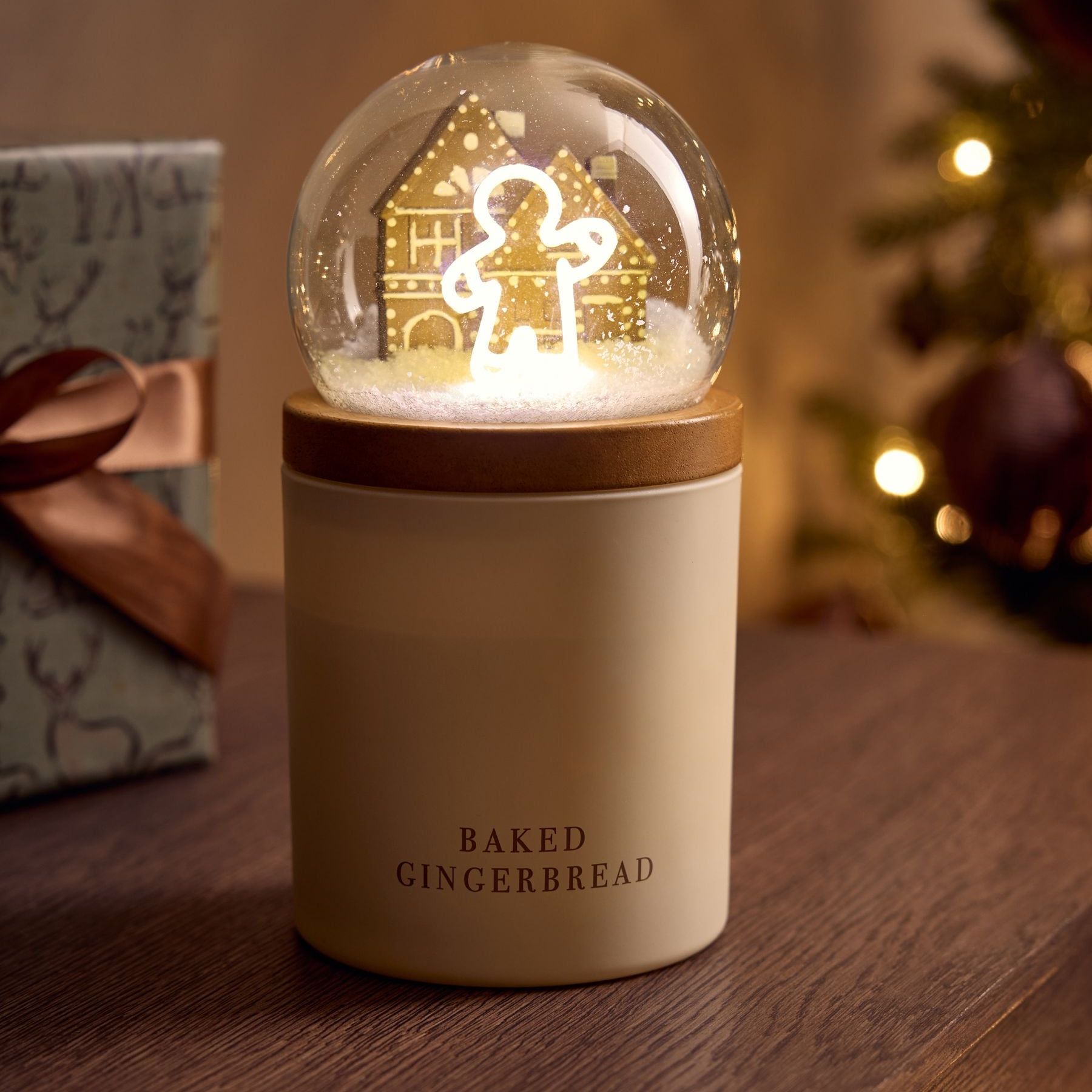 Gingerbread Natural Christmas Decorative Candle - Size One