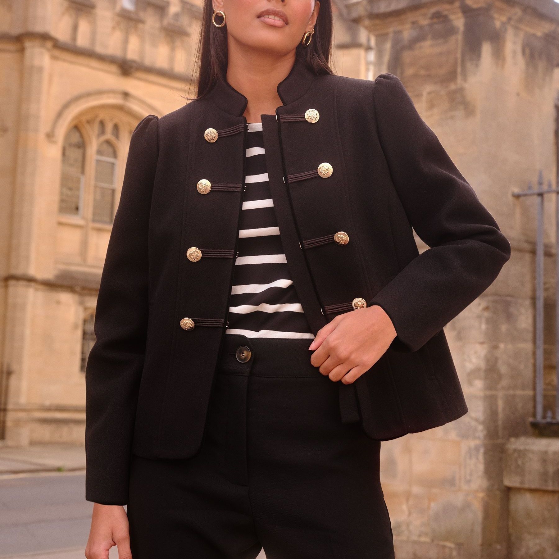 Love &amp;amp; Roses Black Wool Drummer Jacket