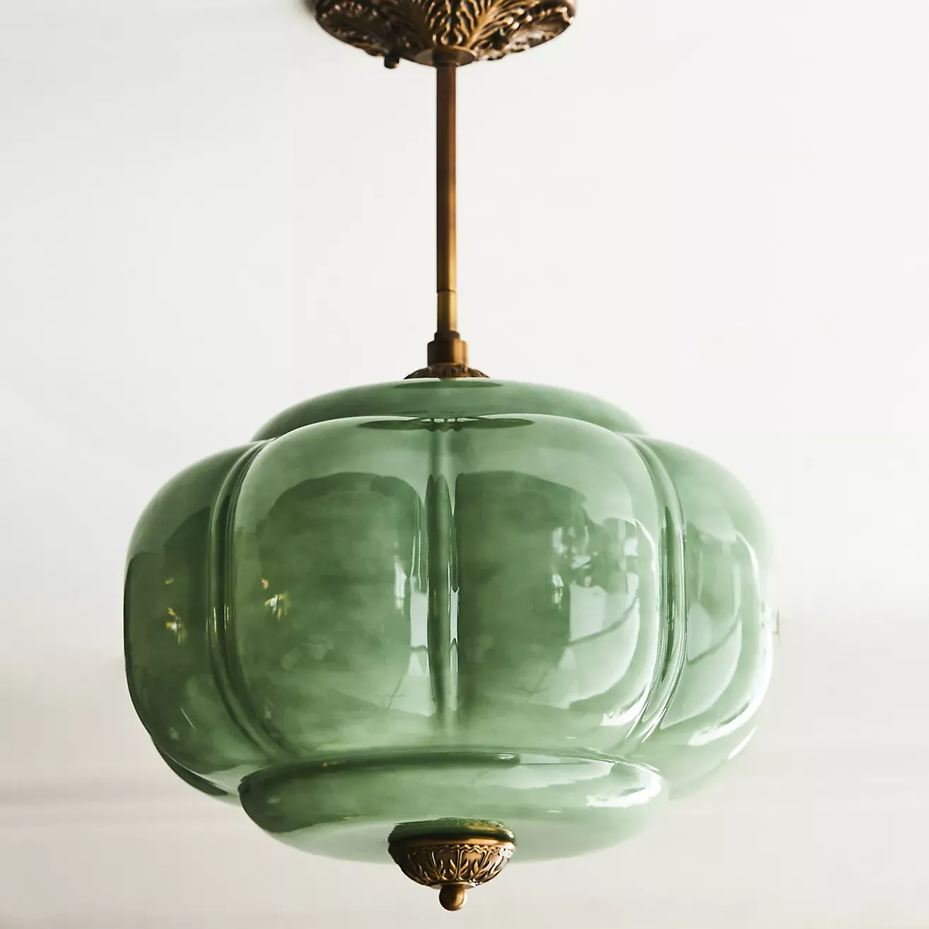 The Eloise Scallop Milk Glass Semi-Flush Mount Ceiling Light