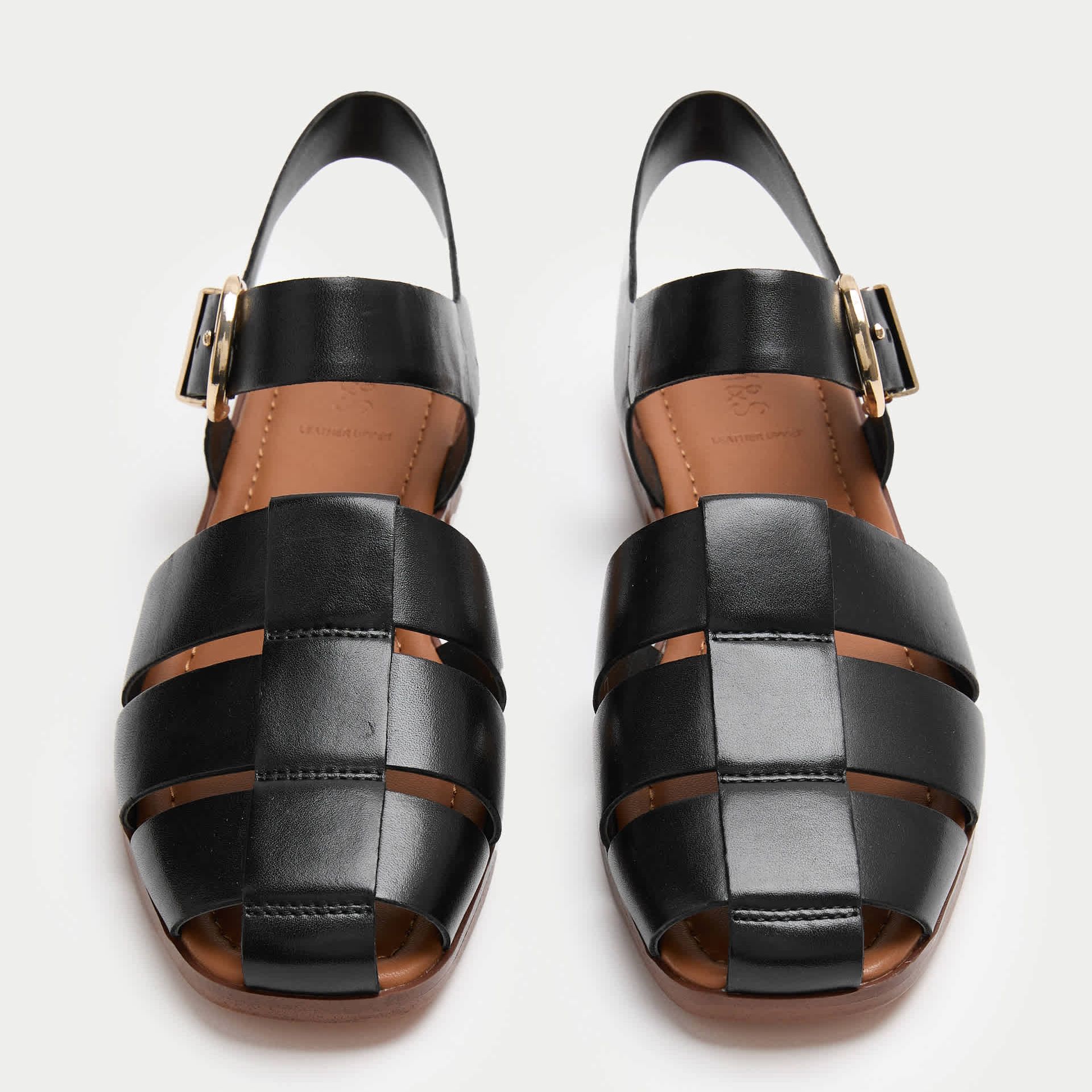 Leather Buckle Flat Fisherman Sandals
