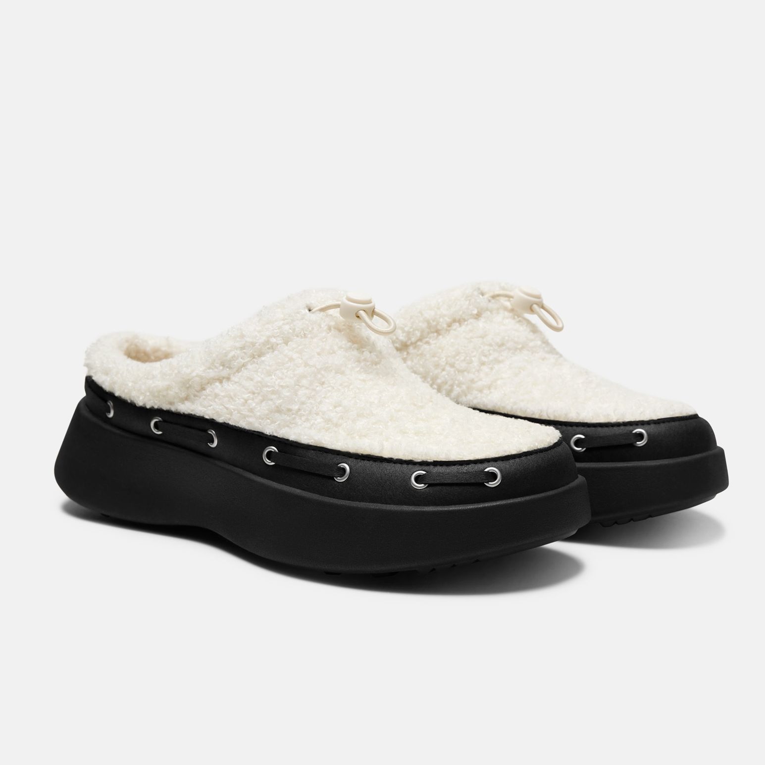 Round-Toe Fuzzy Platform Mules (tobi) - Us Size 5