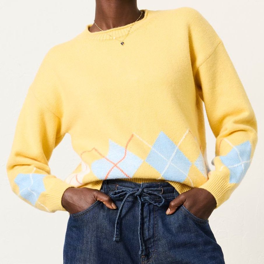 Cotton Rich Argyle Crew Neck Jumper