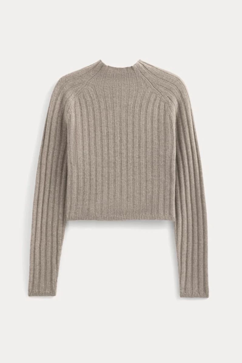Everlane Funnel-Neck Cropped Sweater in Wool Cashmere