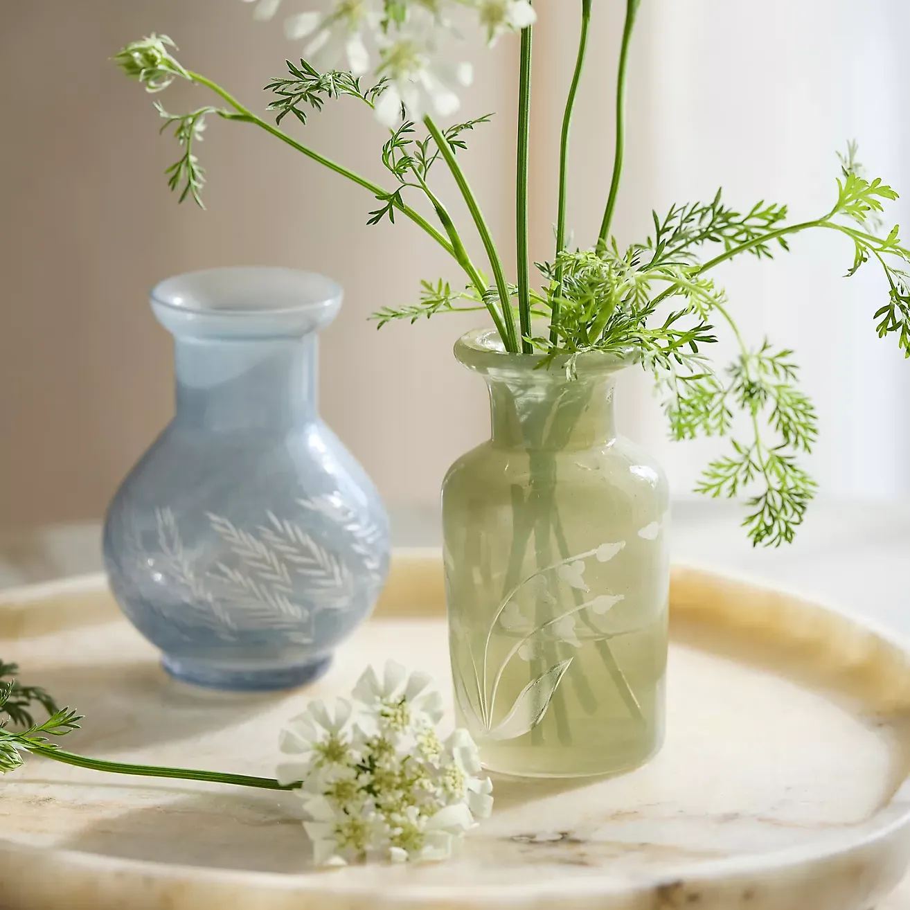 Etched Glass Bud Vase