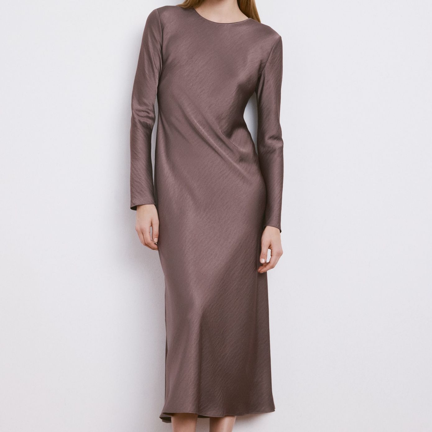 Long Satin Textured Dress - Women | Mango United Kingdom