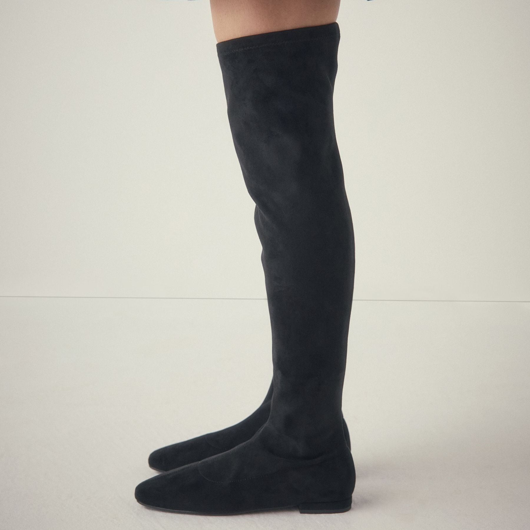 Black Forever Comfort&amp;reg; Flat Sock Over the Knee Boots