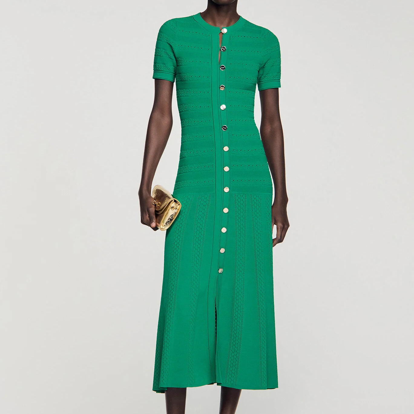 Sandro, Green Knit Maxi Dress