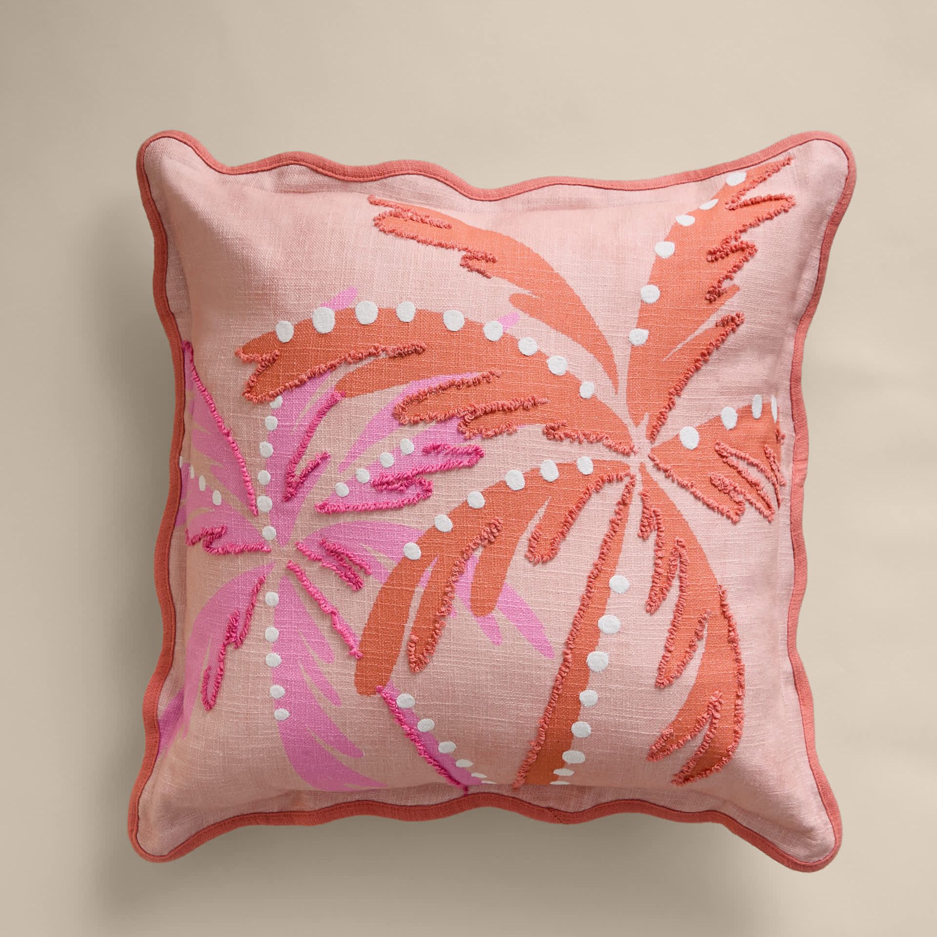 Pure Cotton Palm Embroidered Outdoor Cushion