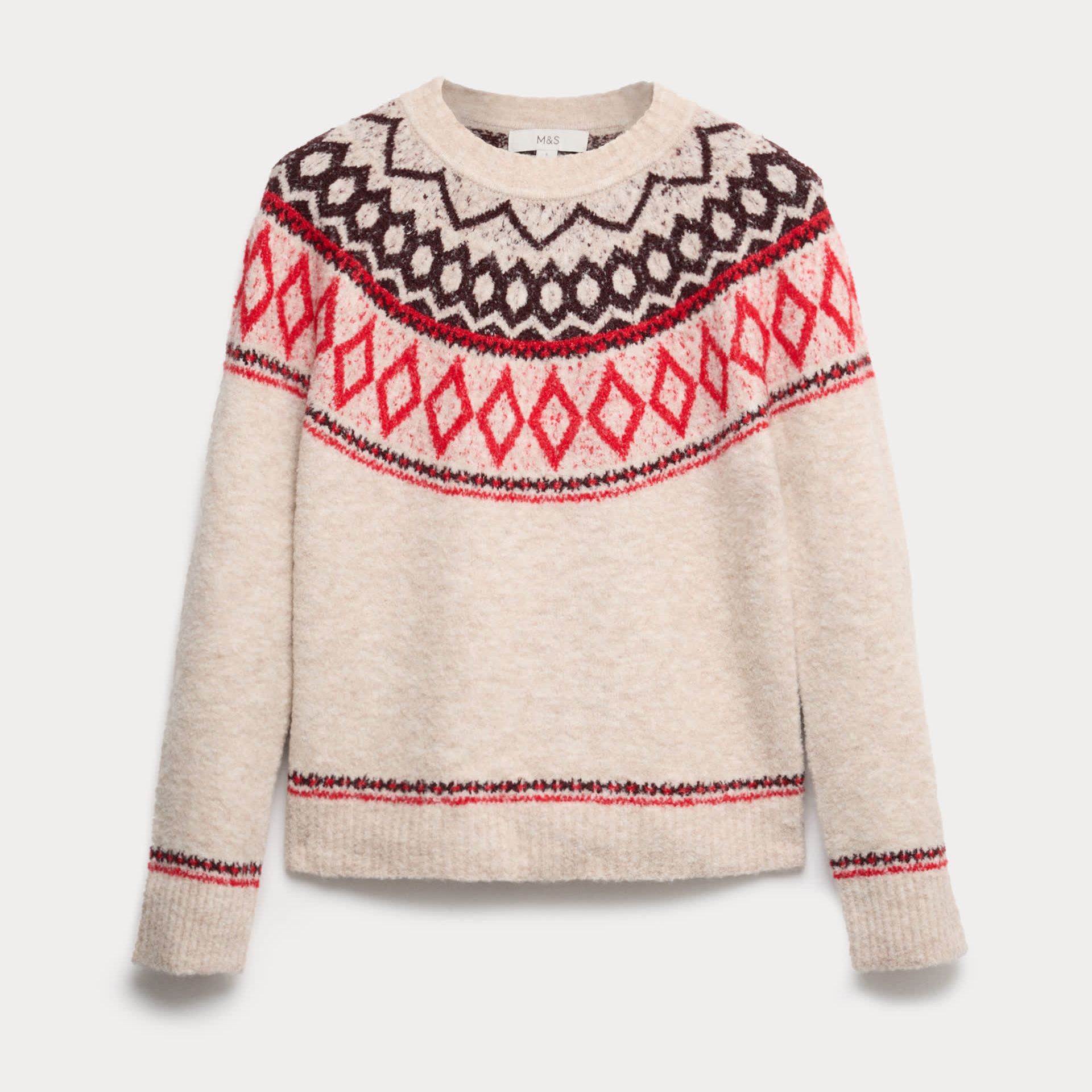 Boucle Fair Isle Relaxed Jumper With Wool