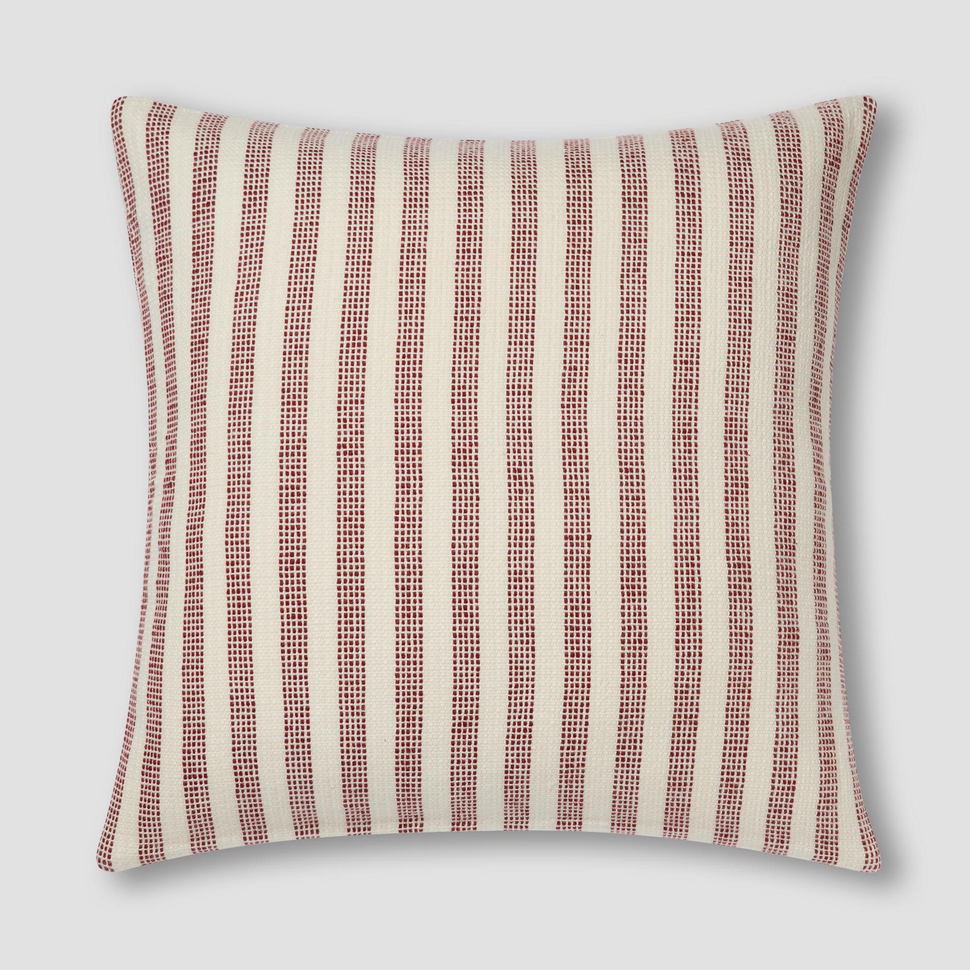 Rust Red Pembroke Stripe Wool Cushion Cover