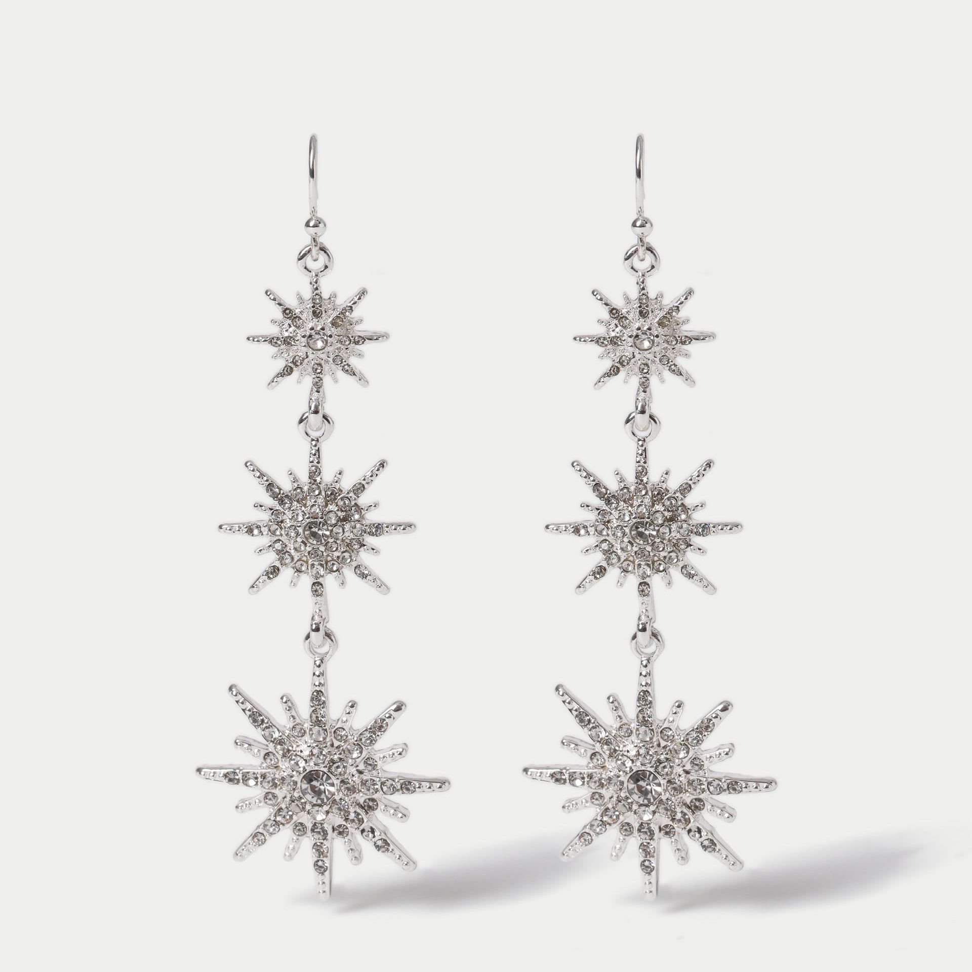 3 Drop Snowflake Earrings