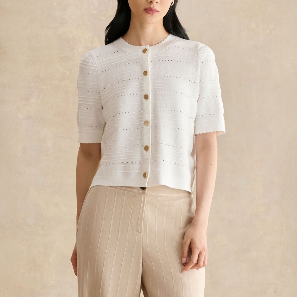 Mimi Pointelle Short Sleeve Cardigan