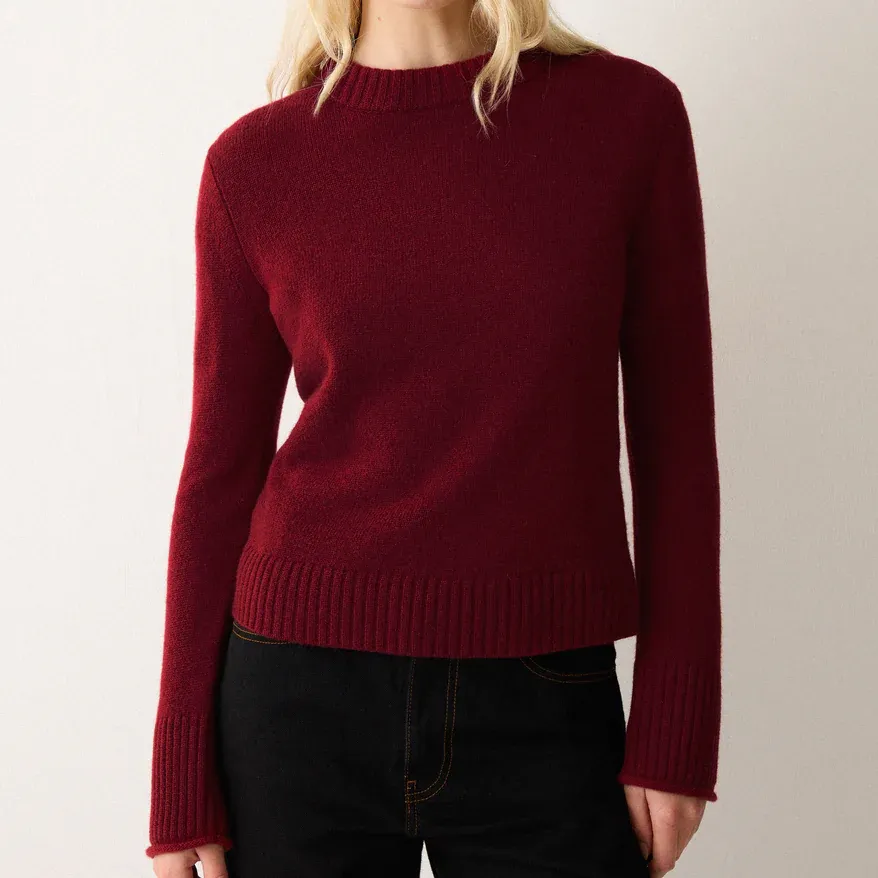 Compact Wool Cashmere Blend Jumper | Red