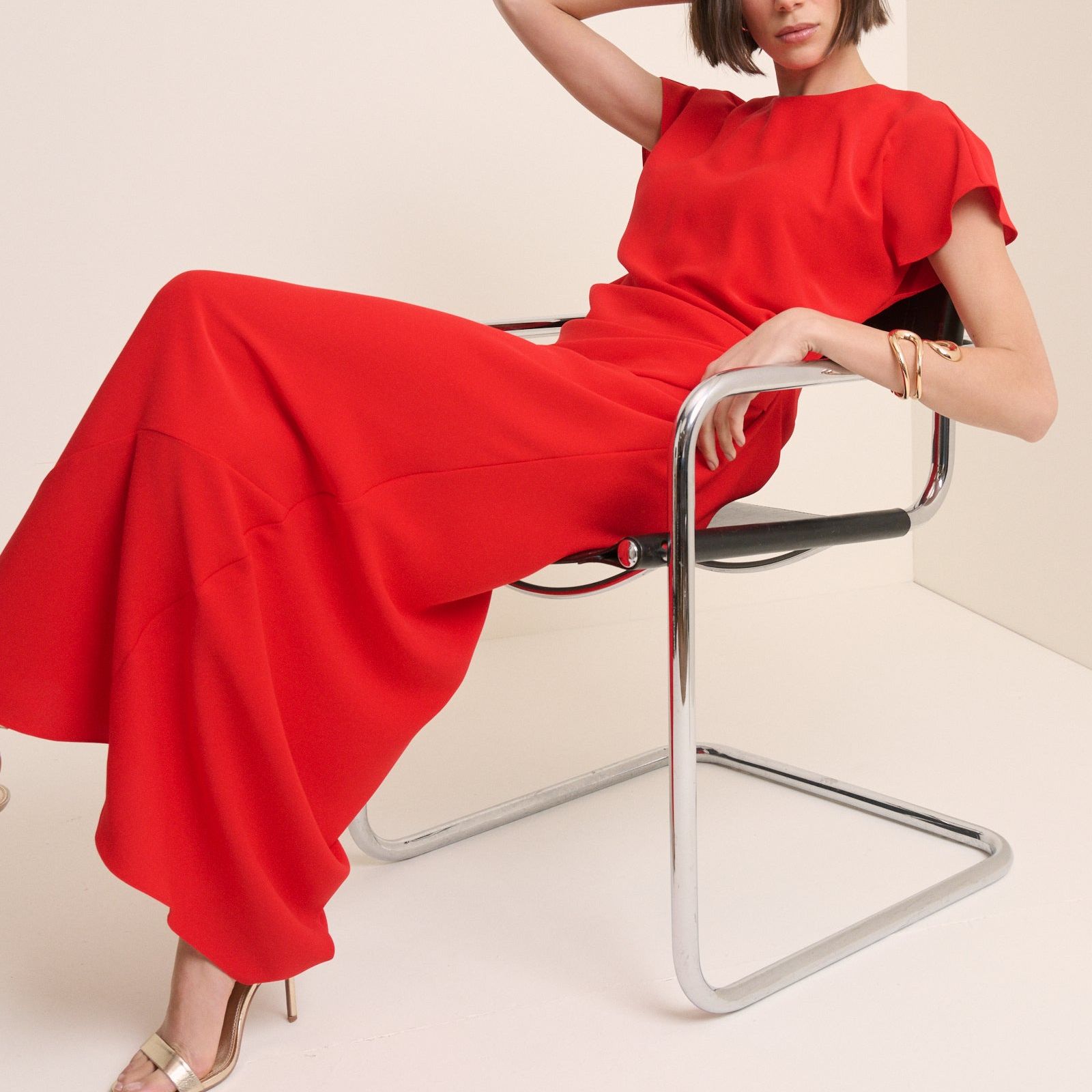Red Asymmetric Naz Maxi Dress