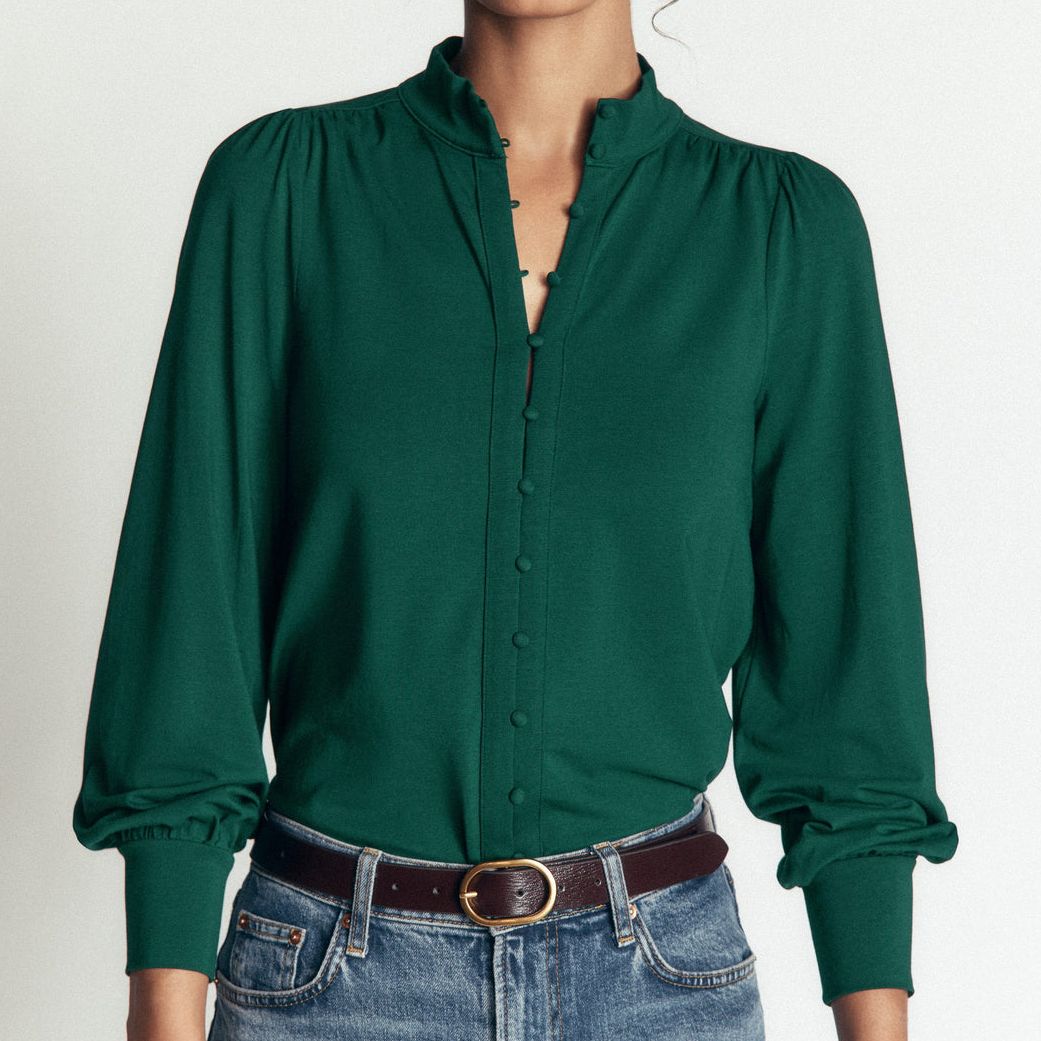Boden, Boden Isla Funnel Neck Button Blouse