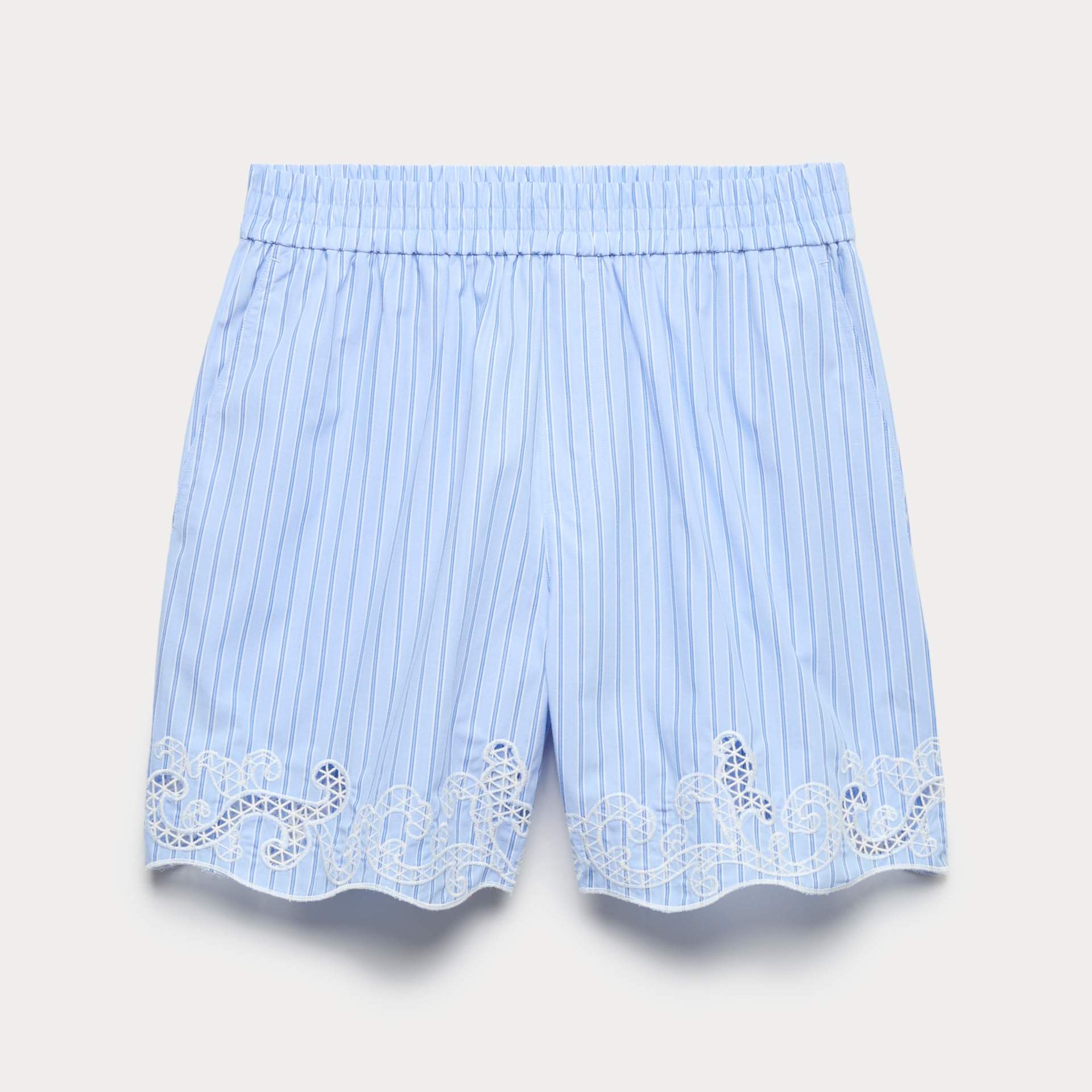 Pure Cotton Embroidered Striped Shorts
