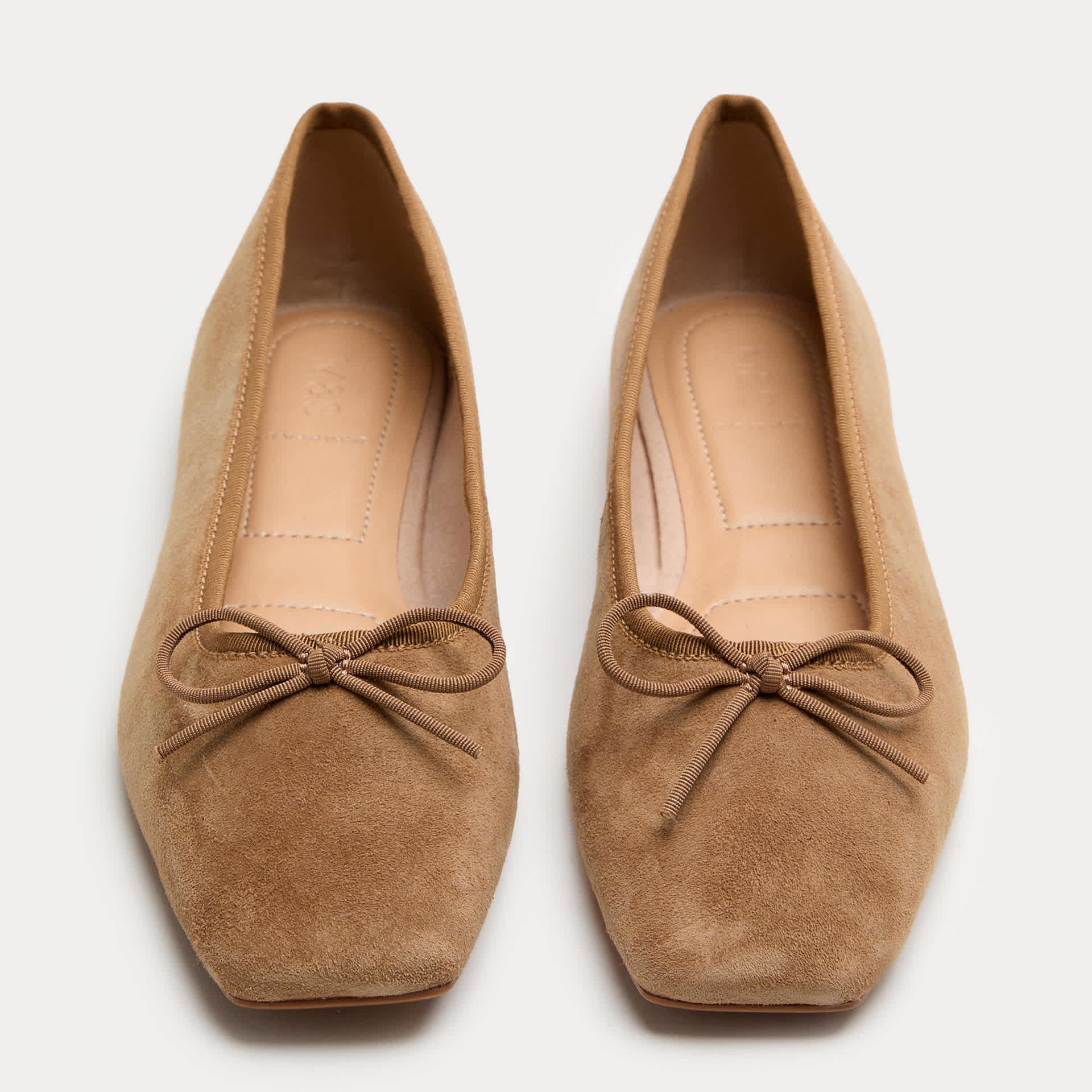 Suede Flat Square Toe Ballet Pumps