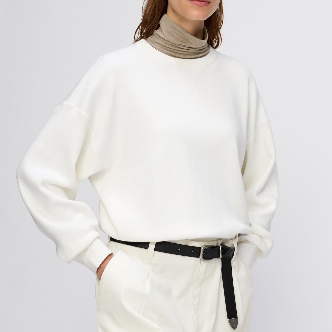 Smooth Cotton Crew Neck Jumper