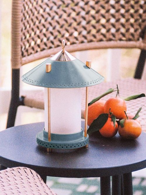 Smaller Stefan Cordless Lantern in Denim by the Novogratz