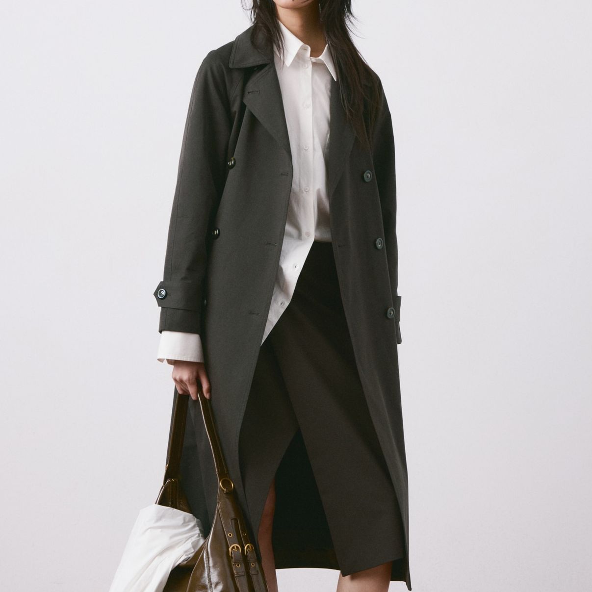 Mango Long Double-Breasted Trench