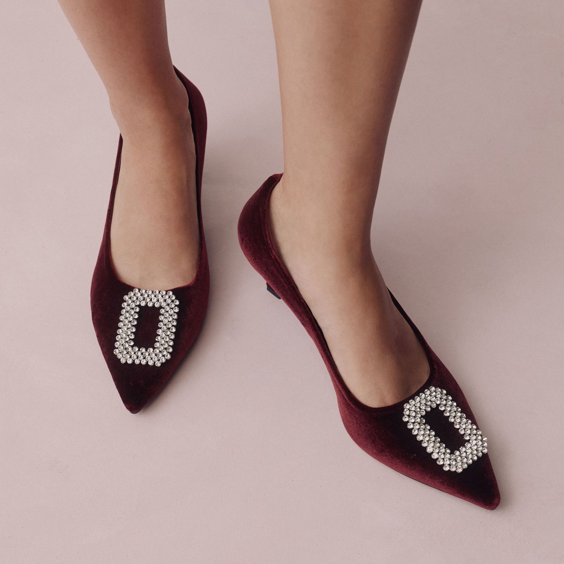 Red Velvet Forever Comfort Jewel Trim Pointed Court Heels