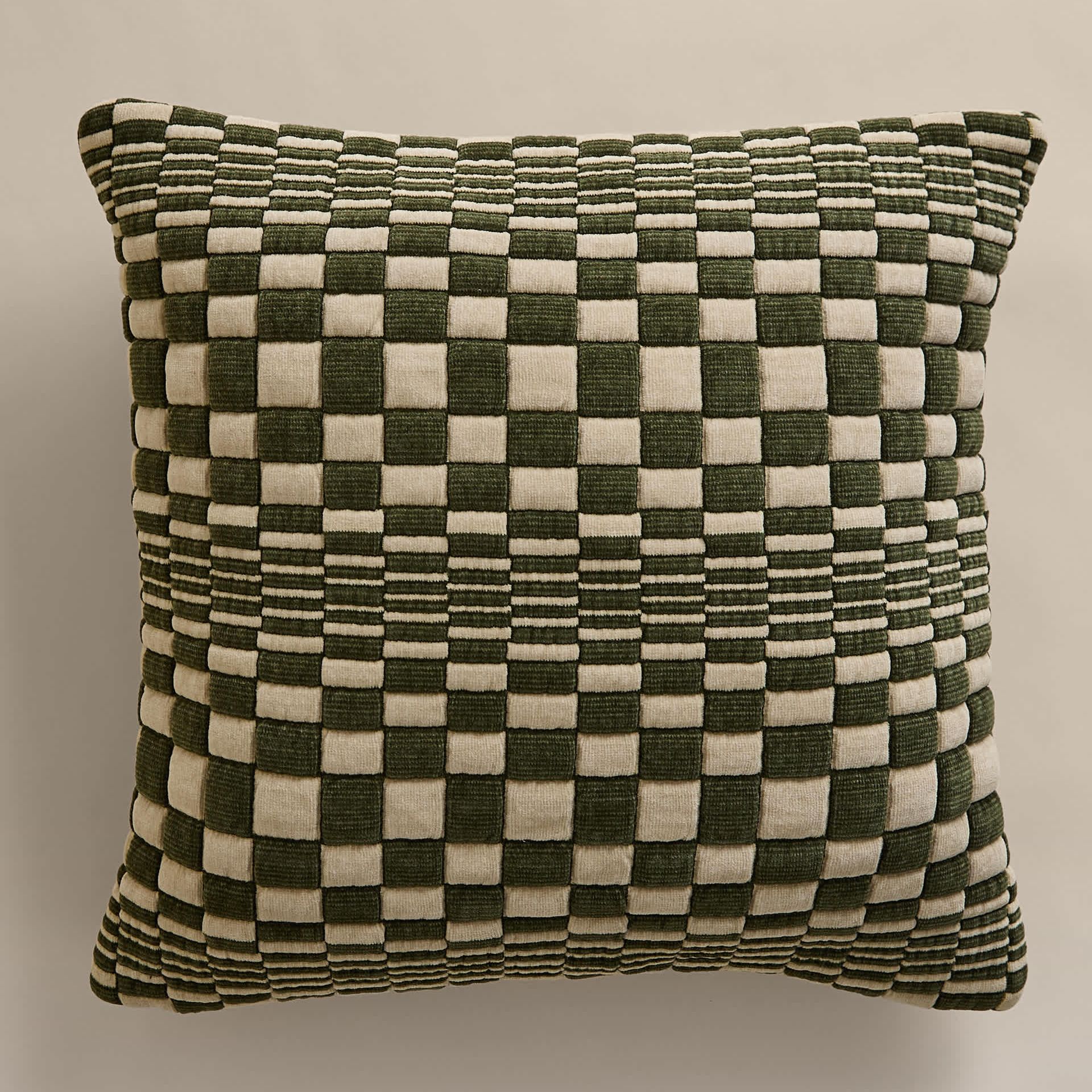 Chenille Checked Quilted Cushion