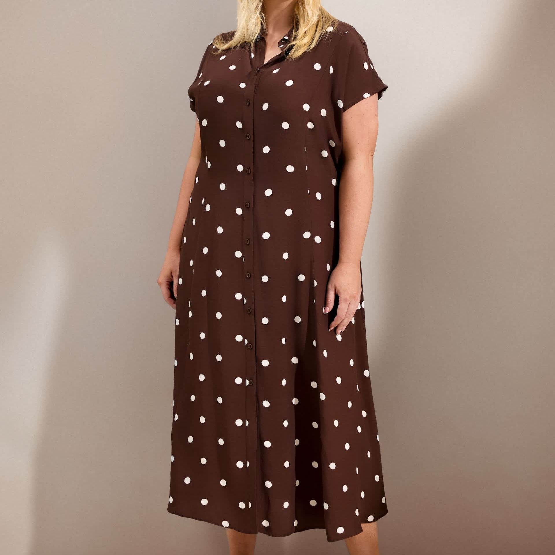 Polka Dot Button Through Midaxi Shirt Dress