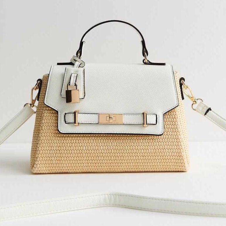 New Look White Faux Leather Turn Lock Bag