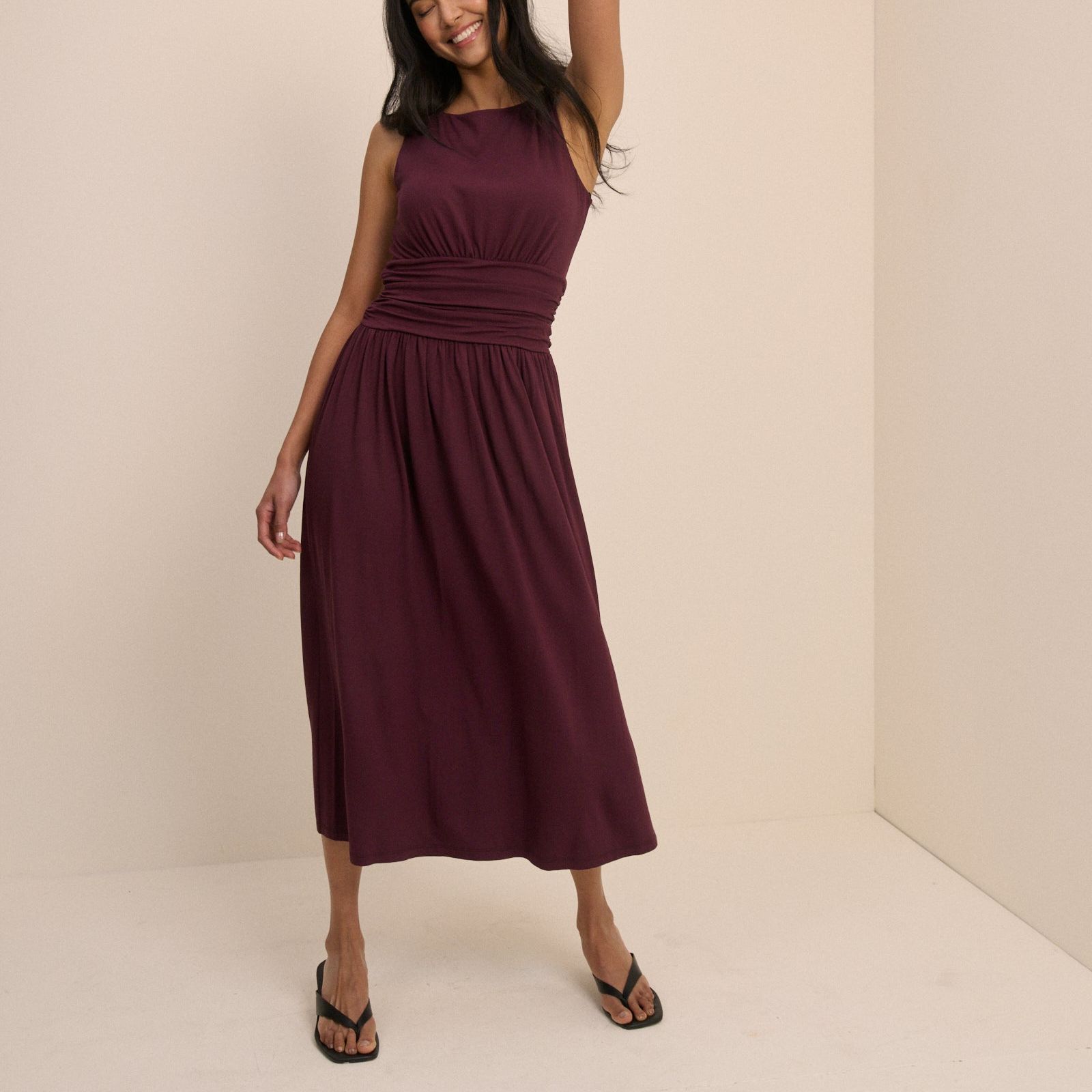Plum Boat Neck Ayla Midi Dress