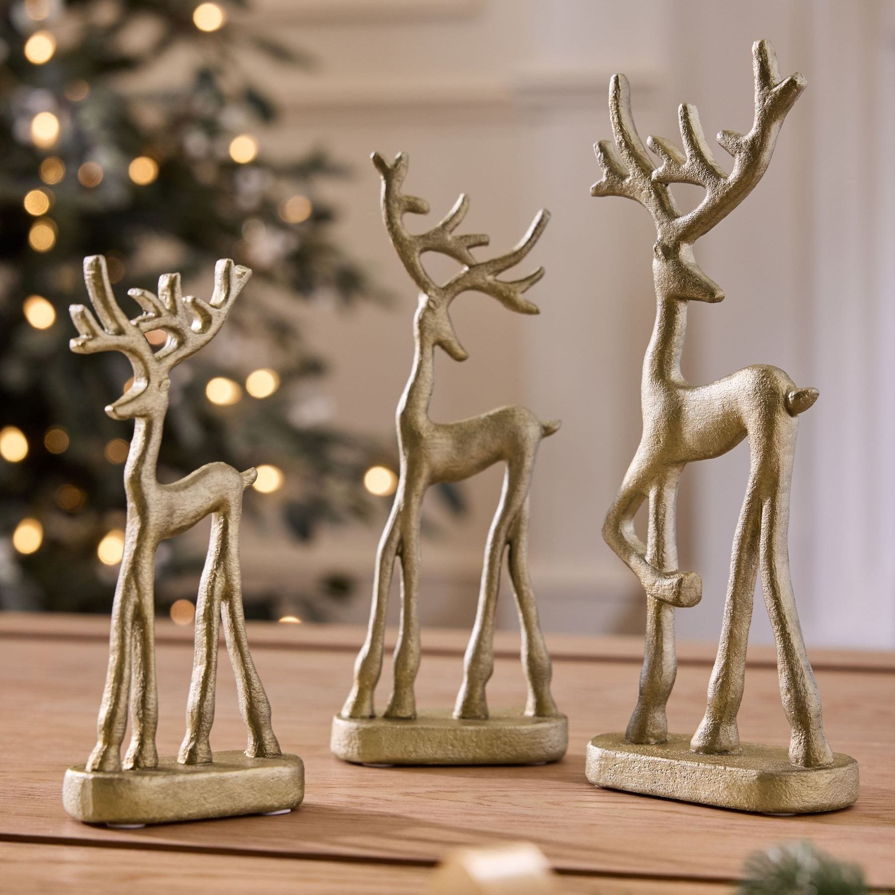 Set of 3 Gold Stag Ornaments - Size One