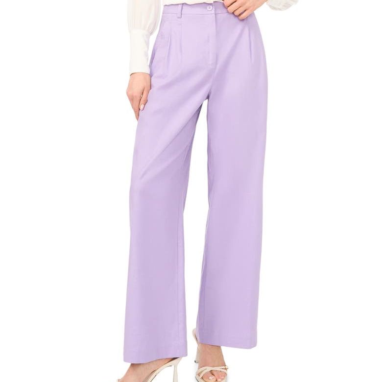 Pleated High Waist Linen Blend Dress Pants