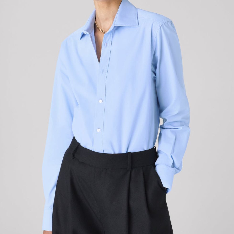 The Boyfriend: Fine Poplin, Sky Blue