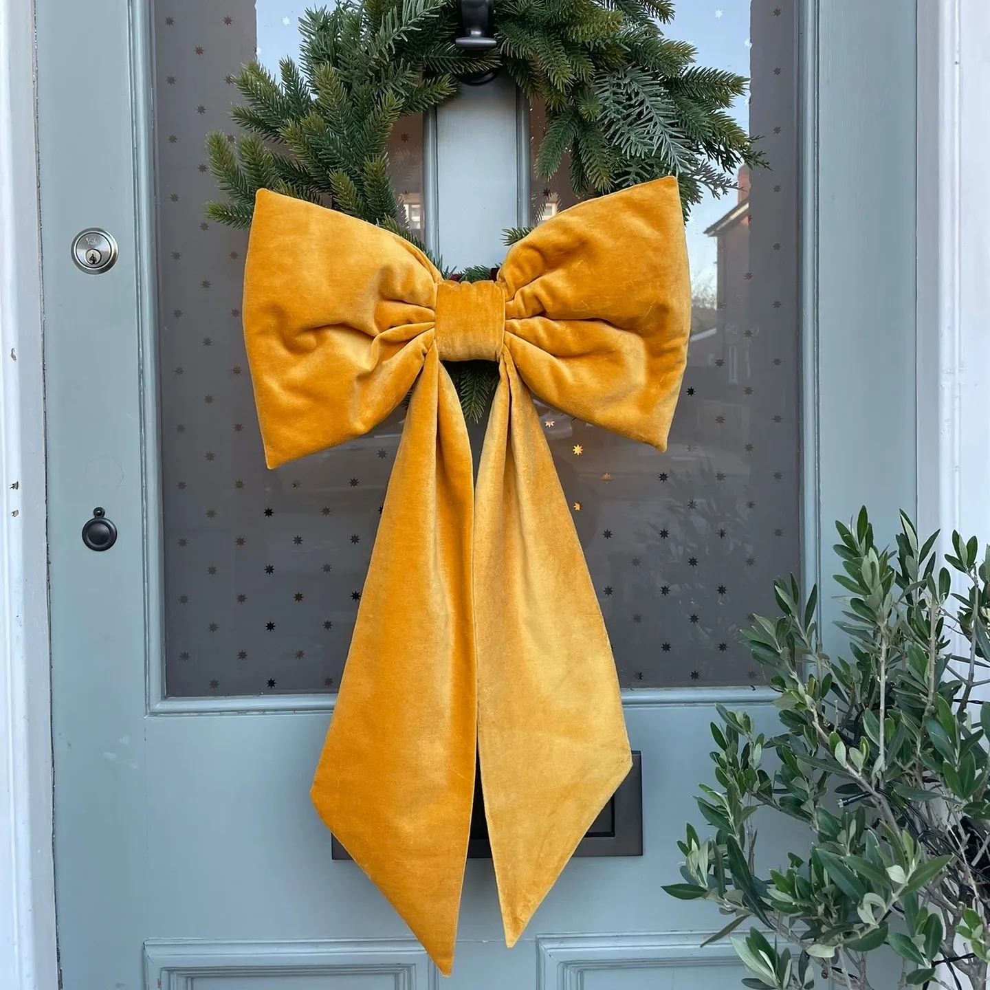 Christmas Mustard Yellow Velvet Oversized Bow