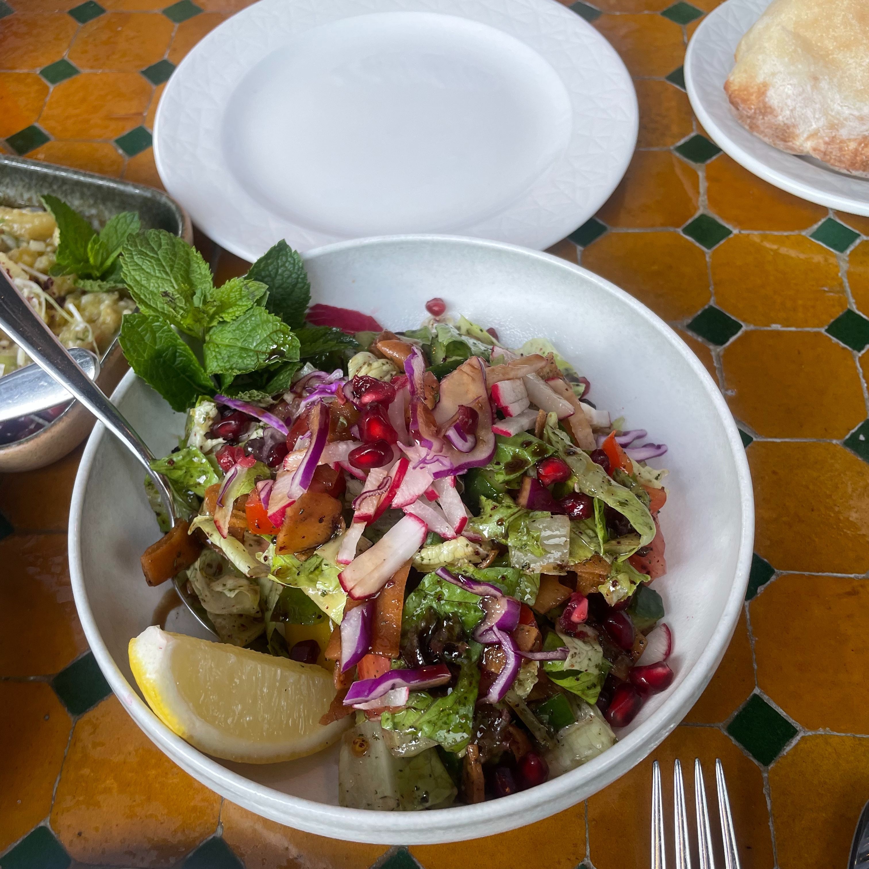 a close up image of the Fattoush which is making us hungry again just by writing about it