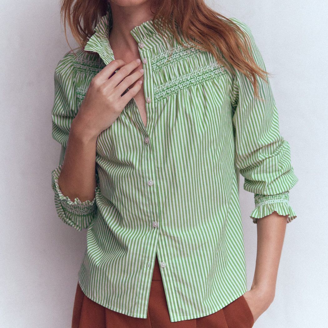 Boden Esme Smocked Striped Top