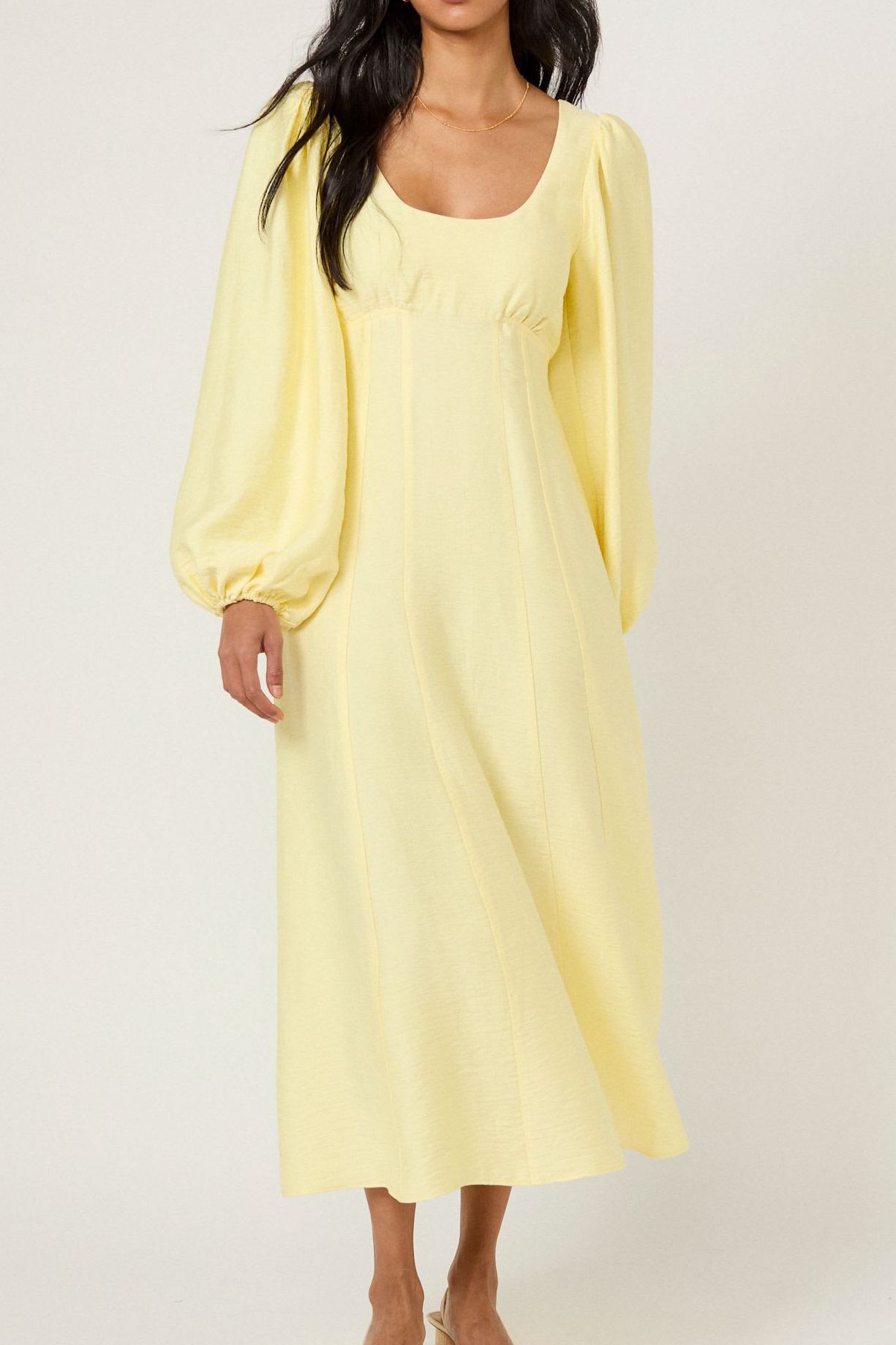 Scoop Neck Bow Detail Midi Smock Dress