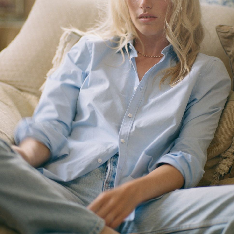 The Boyfriend: Fine Poplin, Sky Blue